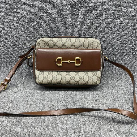 Gucci Handbags - 100% Authentic GUCCI Horsebit 1955 Brown Canvas Shoulder Bag